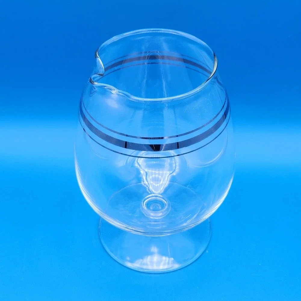 MCM Footed Brandy Snifter Cocktail Pitcher with Spout & Silver banding